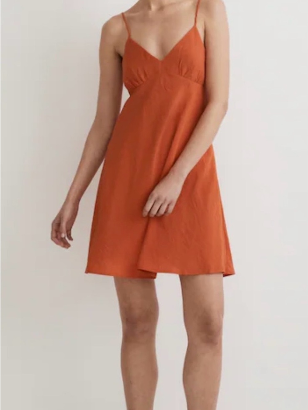 Madewell Spaghetti-Strap Mini Dress in Rust